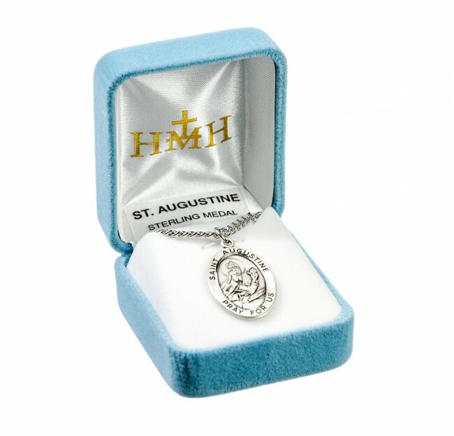 St. Augustine Sterling Silver Medal Necklace, 24 Inch Chain St. Augustine Sterling Silver Medal Necklace, 24 Inch Chain