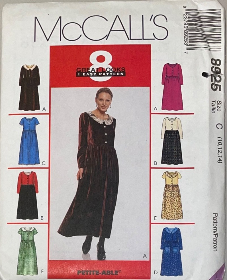 MCALLS PATTERN 8925 SIZE 10-14 PETITE ADJ 8 EASY LOOKS LOOSE FIT DRESS W CHOICES MCALLS PATTERN 8925 SIZE 10-14 PETITE ADJ 8 EASY LOOKS LOOSE FIT DRESS W CHOICES