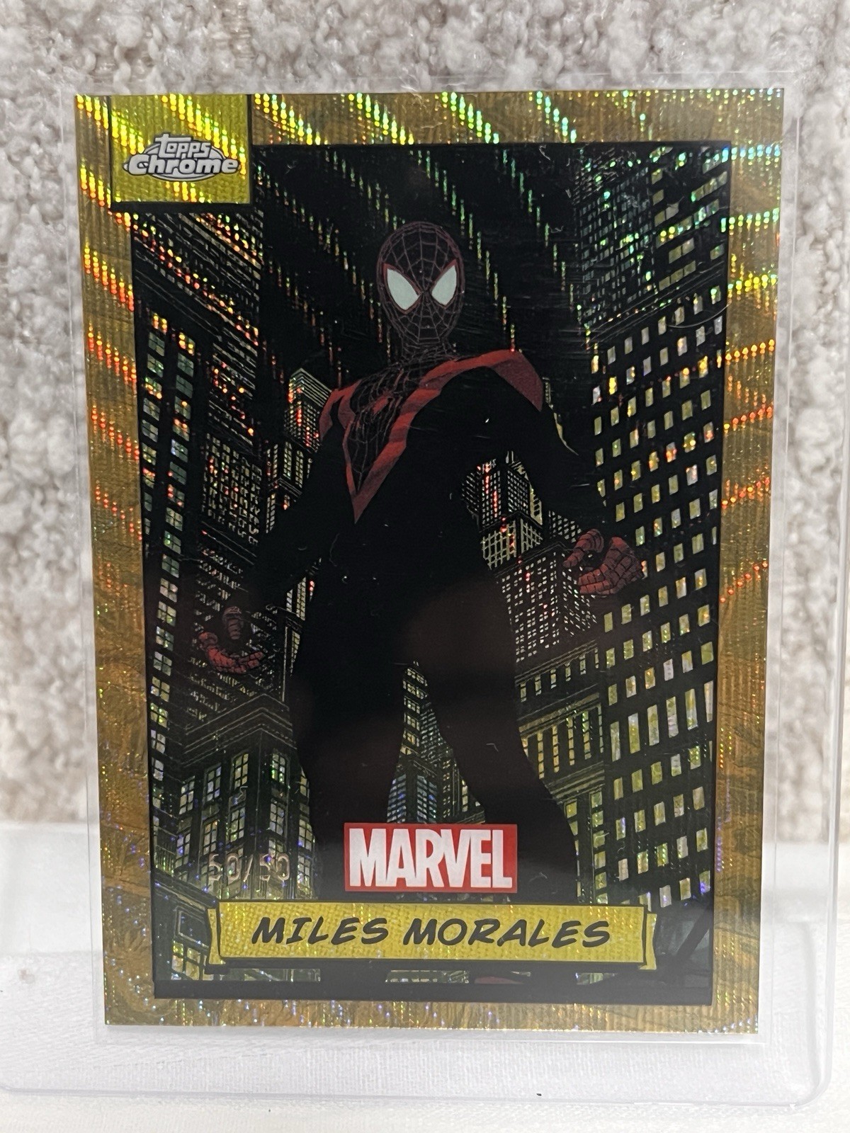 2024 Topps Chrome Marvel #81 Miles Morales - Gold Wave Refractor 50/50 last one 2024 Topps Chrome Marvel #81 Miles Morales - Gold Wave Refractor 50/50 last one