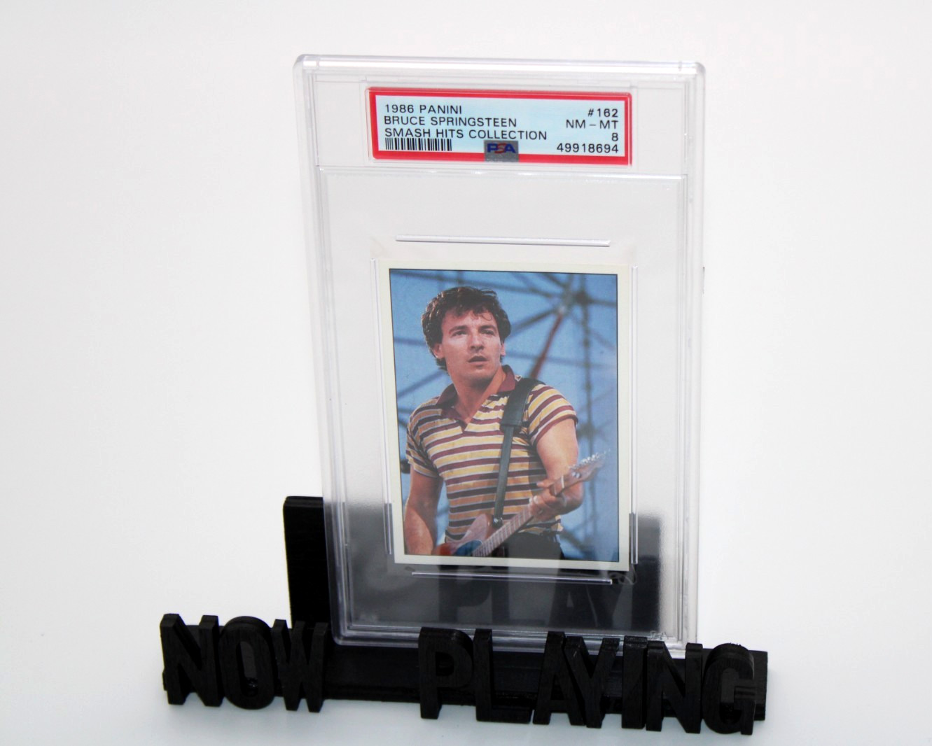 Bruce Springsteen 1986 Panini #162 Smash Hits Collection PSA GRADE 8 NEAR MINT Bruce Springsteen 1986 Panini #162 Smash Hits Collection PSA GRADE 8 NEAR MINT