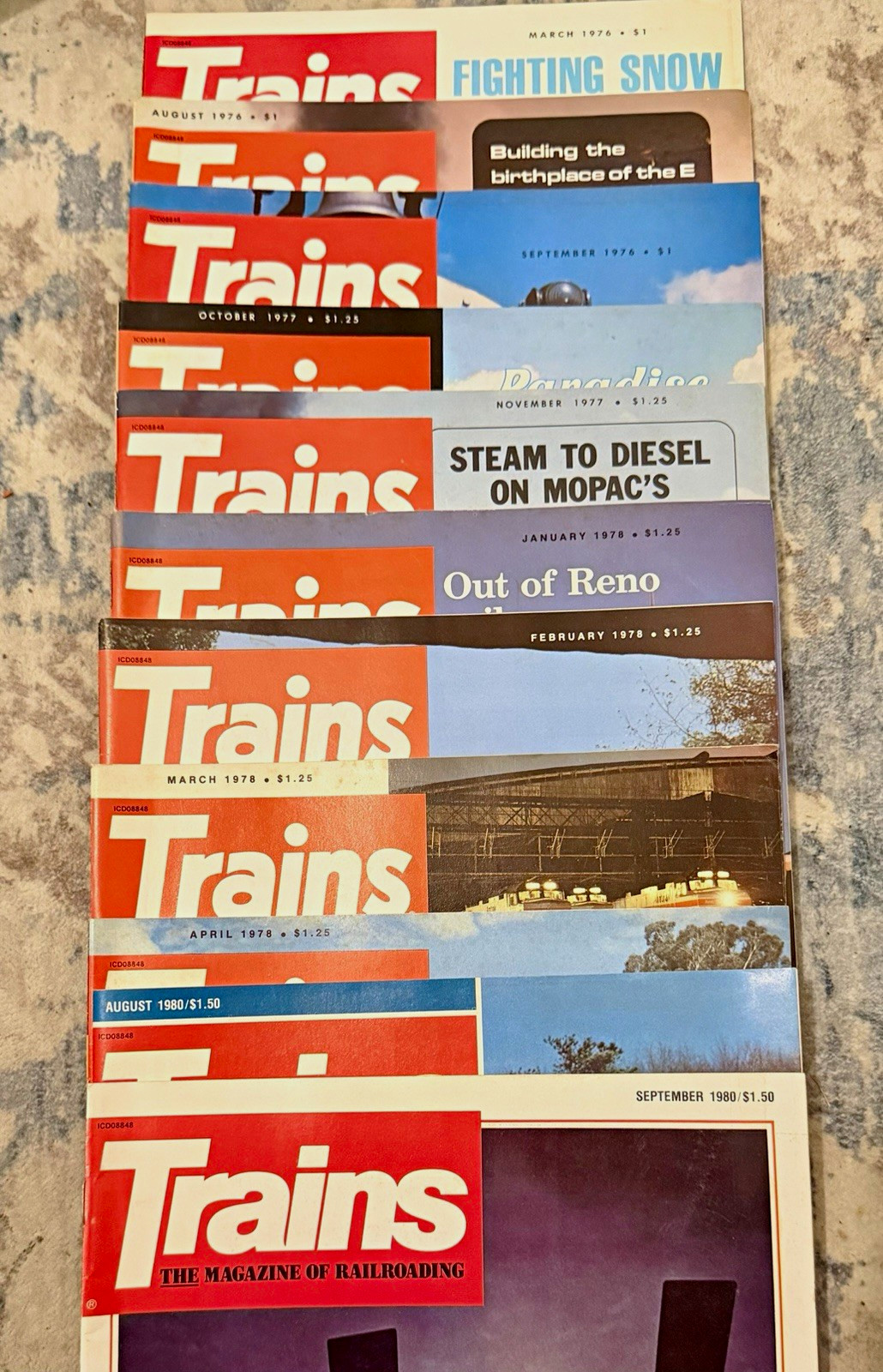 VTG TRAINS Magazine Lot OF 11 1976-1980 Railroading