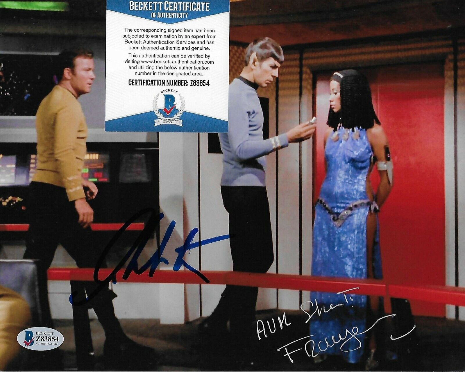 William Shatner & France Nuyen Star Trek TOS Original Signed 8X10 w/Beckett COA