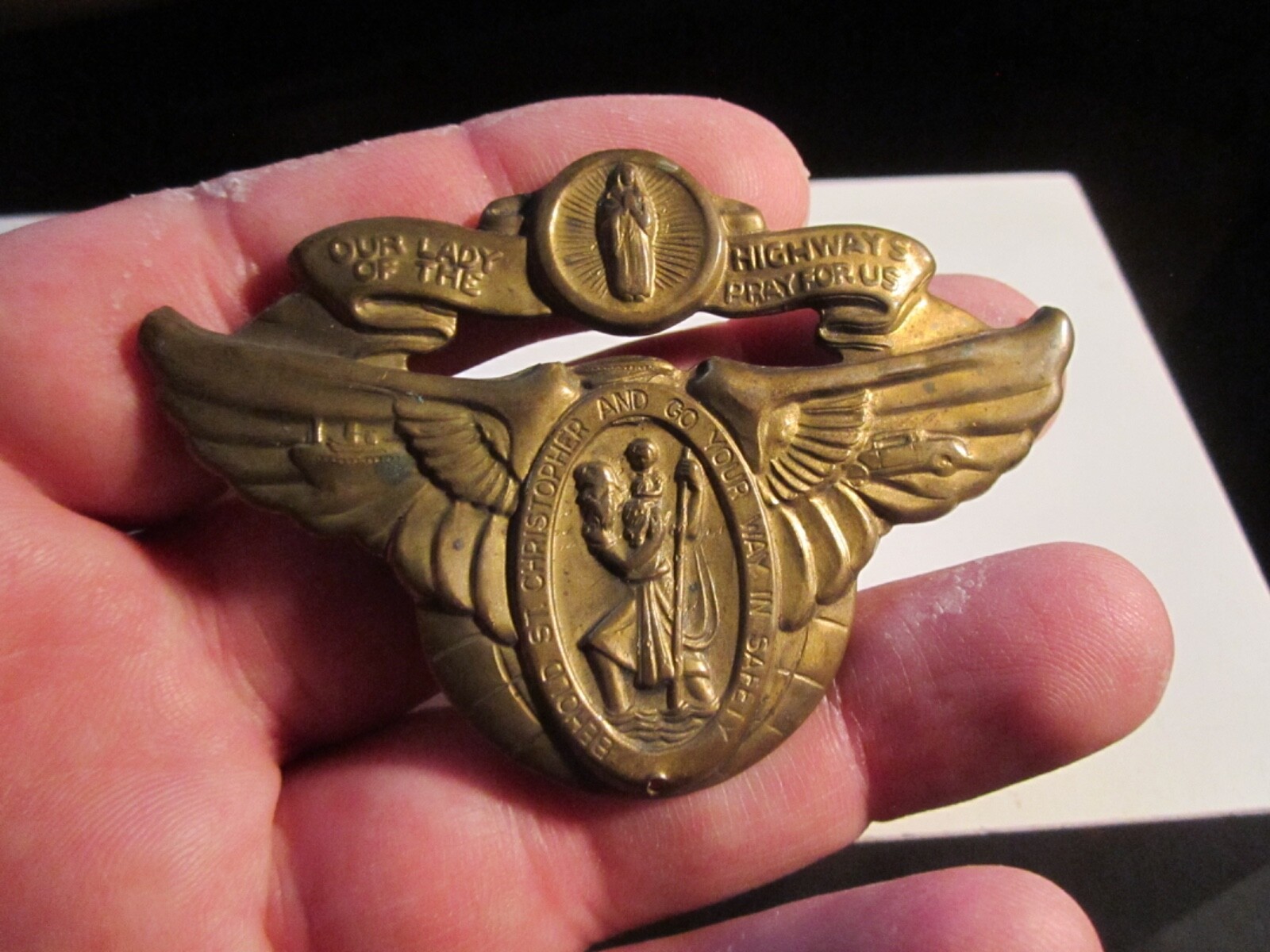 VINTAGE OUR LADIES OF THE HIGHWAYS PRAY FOR US MEDAL BADGE - SCC