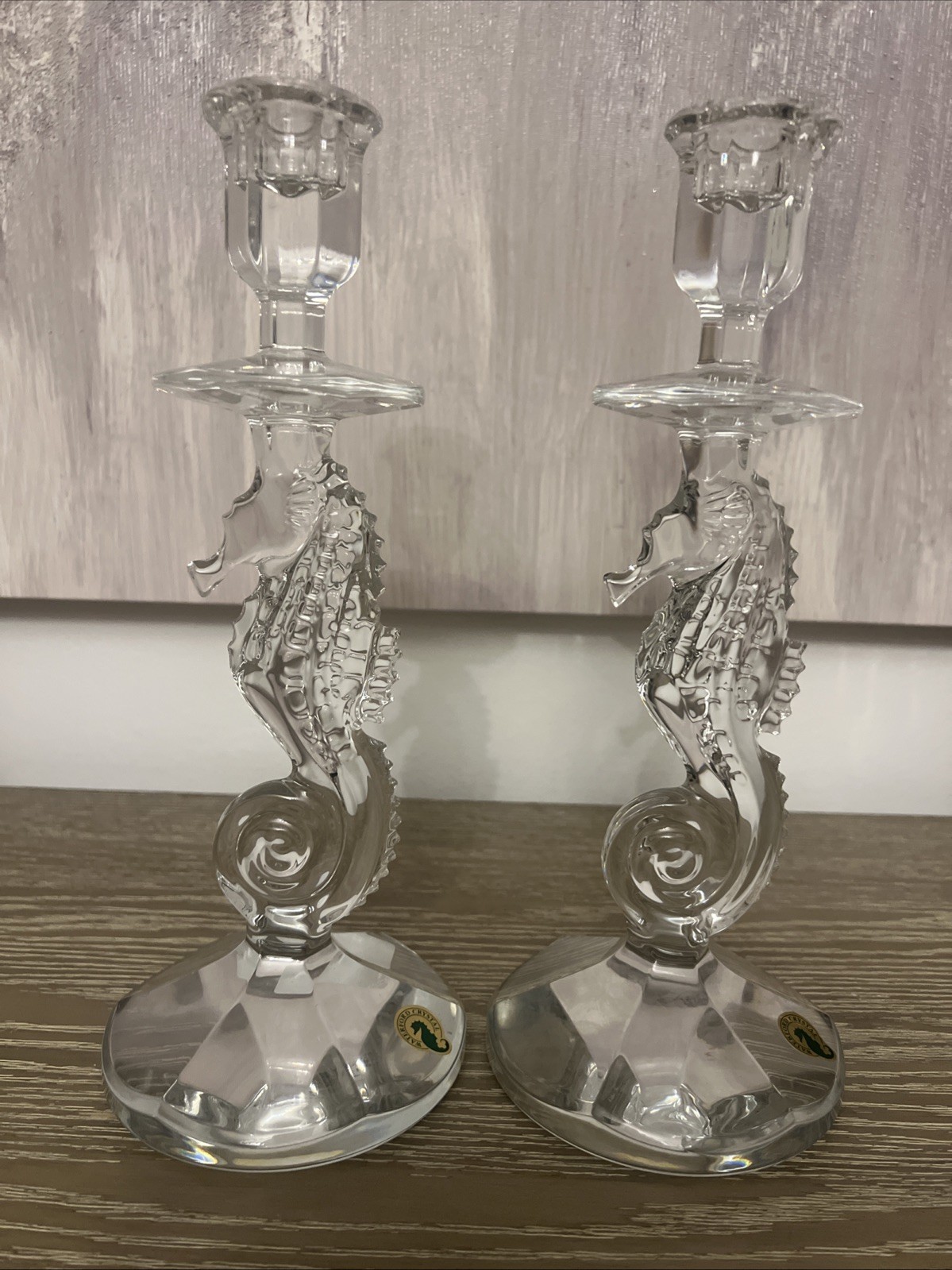 Never Used Waterford Crystal Seahorse Candlestick Pair, #158572, MSRP $370 Never Used Waterford Crystal Seahorse Candlestick Pair, #158572, MSRP $370