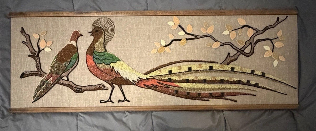 MCM Gravel Art Birds Peacock Pheasant Mosaic Pebble Wall Hanging MCM Gravel Art Birds Peacock Pheasant Mosaic Pebble Wall Hanging