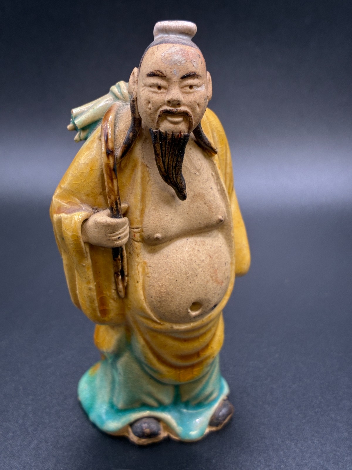 Vintage Chinese Shiwan Mud Man Figurine Shou Xing Longevity God 3.75" Vintage Chinese Shiwan Mud Man Figurine Shou Xing Longevity God 3.75"