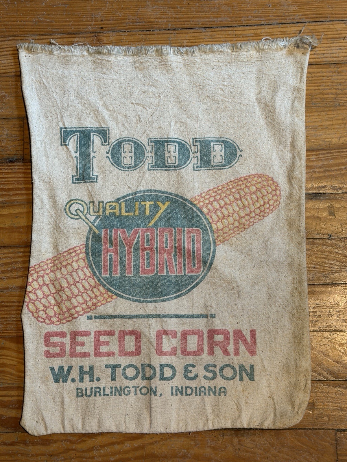 Vintage Todd Seed Corn Sack Hybrid Indiana SHIPS FREE IN THE USA