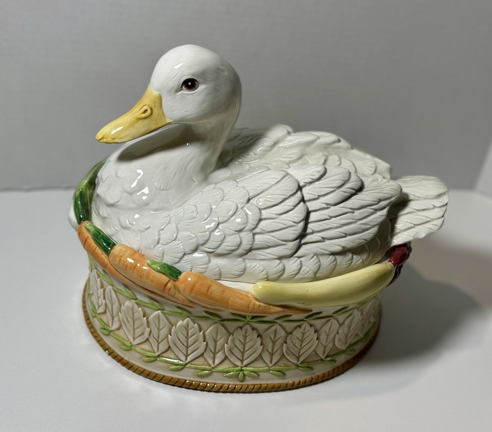 Vintage Fitz Floyd Classics Le Canard Duck Soup Tureen Covered Casserole AsIs Vintage Fitz Floyd Classics Le Canard Duck Soup Tureen Covered Casserole AsIs