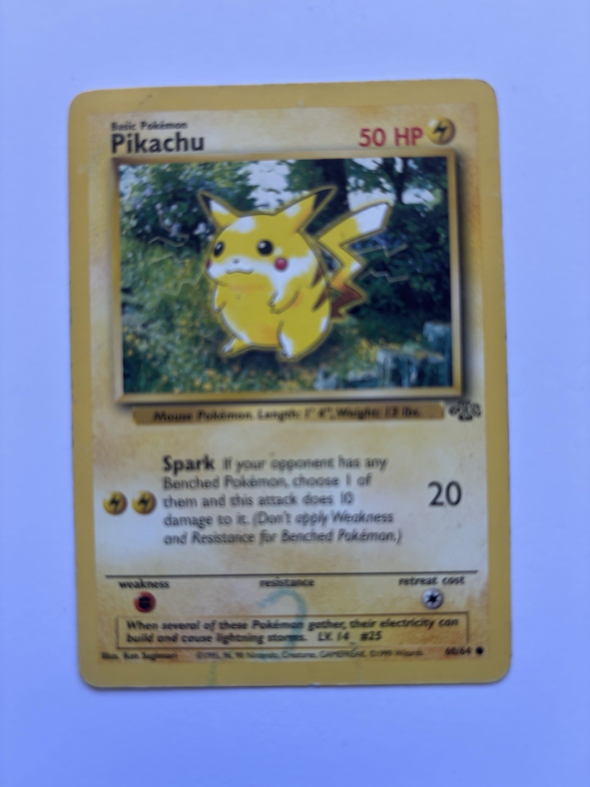 Vintage Pokemon Card Pikachu Jungle 1999 Set 60/64 Unlimited Common Vintage Pokemon Card Pikachu Jungle 1999 Set 60/64 Unlimited Common