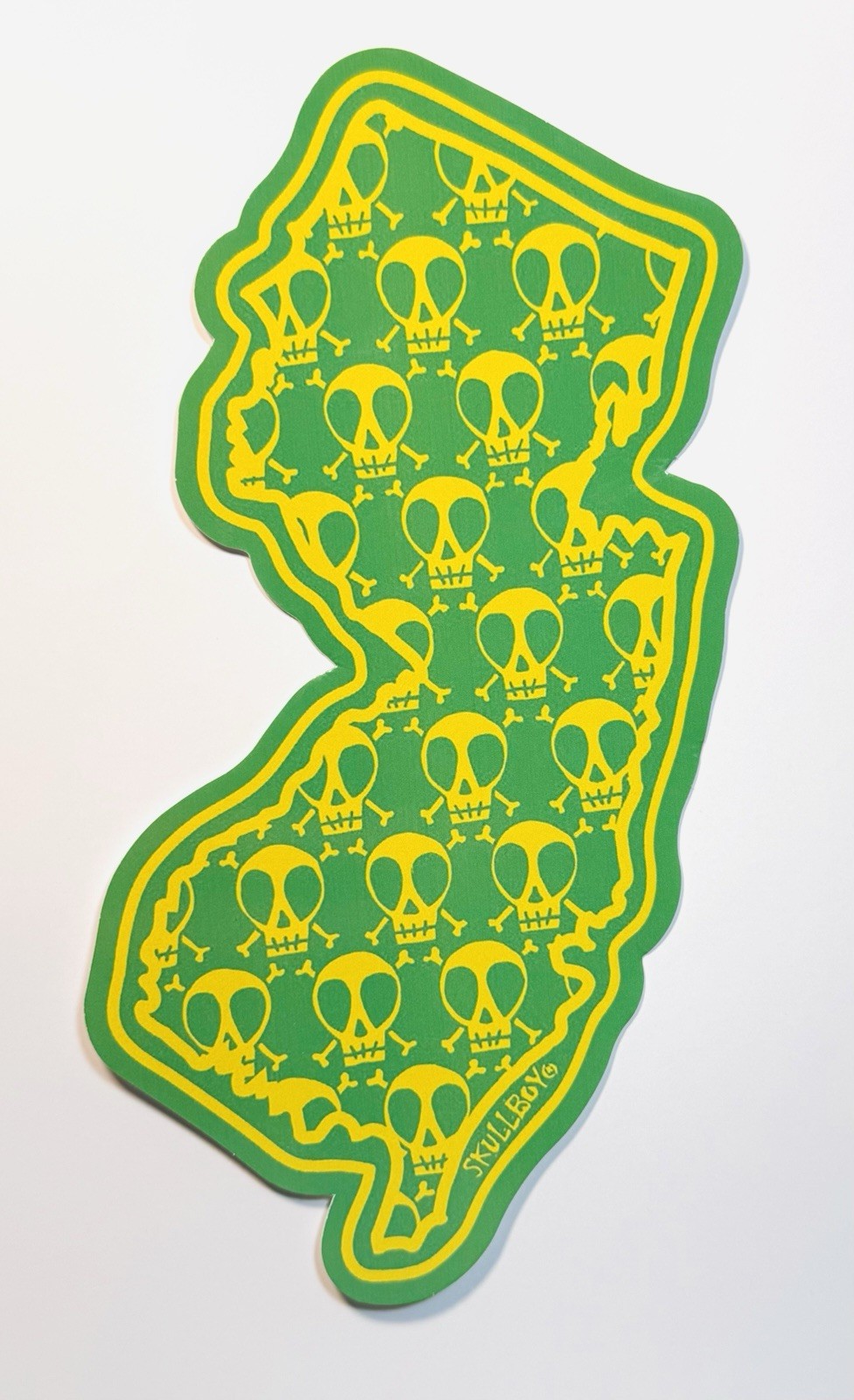New Jersey Skulls Sticker by Artist Skullboy Vinyl Decal Garden State Green New Jersey Skulls Sticker by Artist Skullboy Vinyl Decal Garden State Green