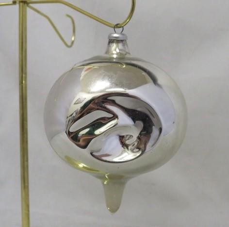 Vintage Pre-WWII Blown Glass Indent Double Silver DROP Christmas Ornament HEIM Vintage Pre-WWII Blown Glass Indent Double Silver DROP Christmas Ornament HEIM