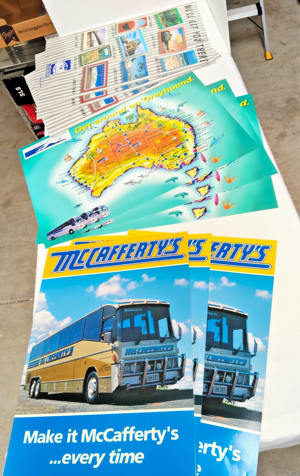 Vintage Advertising Poster x9 Bus Lines Greyhound Pioneer McCafferty's NOS - AF