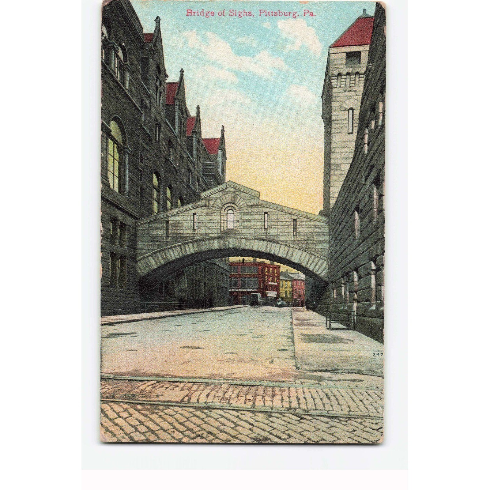 Vintage 1909 Bridge of Sighs Pittsburg PA Postcard Allegheny County Courthouse