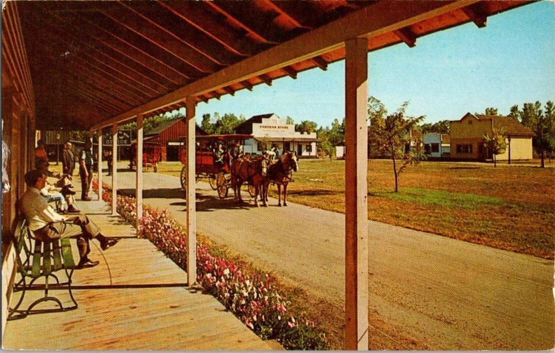 Main Street Stonefield Cassville Wis Postcard People on Boardwalk Main Street Stonefield Cassville Wis Postcard People on Boardwalk