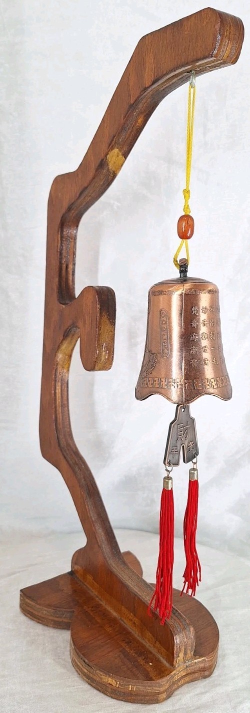 VTG Handcrafted Buddha Feng Shui Ritual Desktop Temple Tasseled Copper Bell 17"