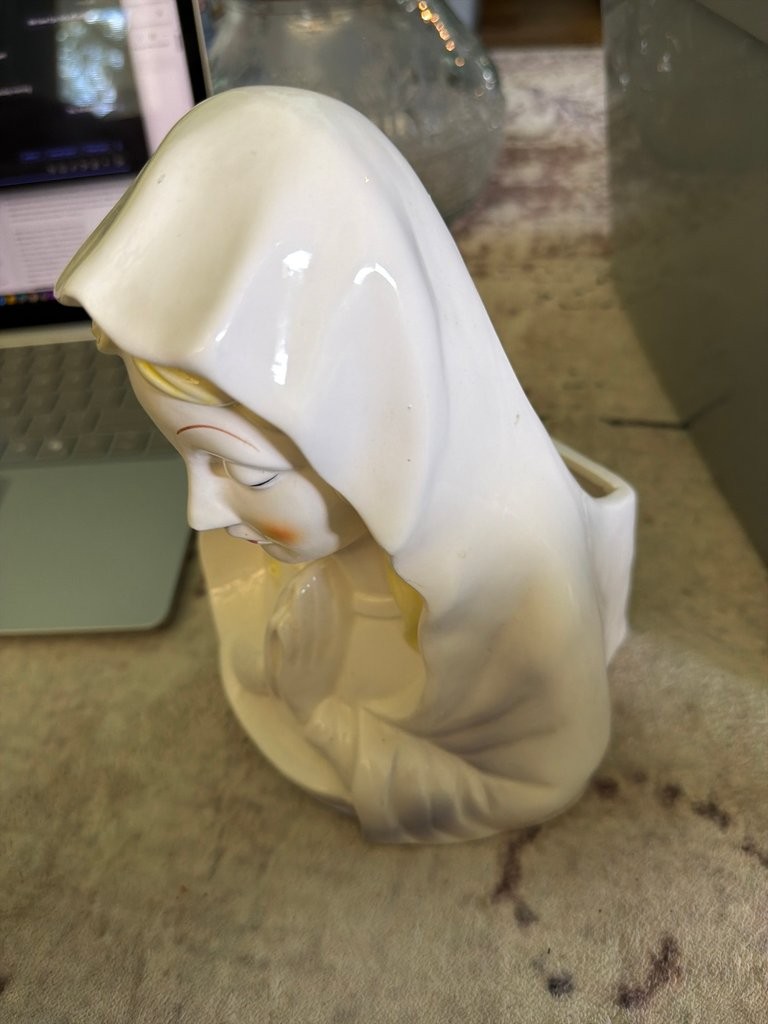 Vintage Religious Ceramic Planter Virgin Mary Vintage Religious Ceramic Planter Virgin Mary