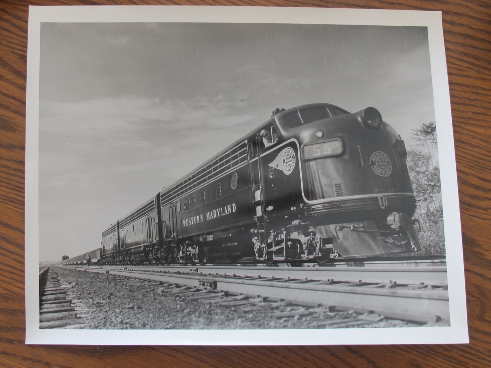 Vintage B/W Photo WM Western Maryland Diesel Locomotive #55 Railroad 11x14 Vintage B/W Photo WM Western Maryland Diesel Locomotive #55 Railroad 11x14