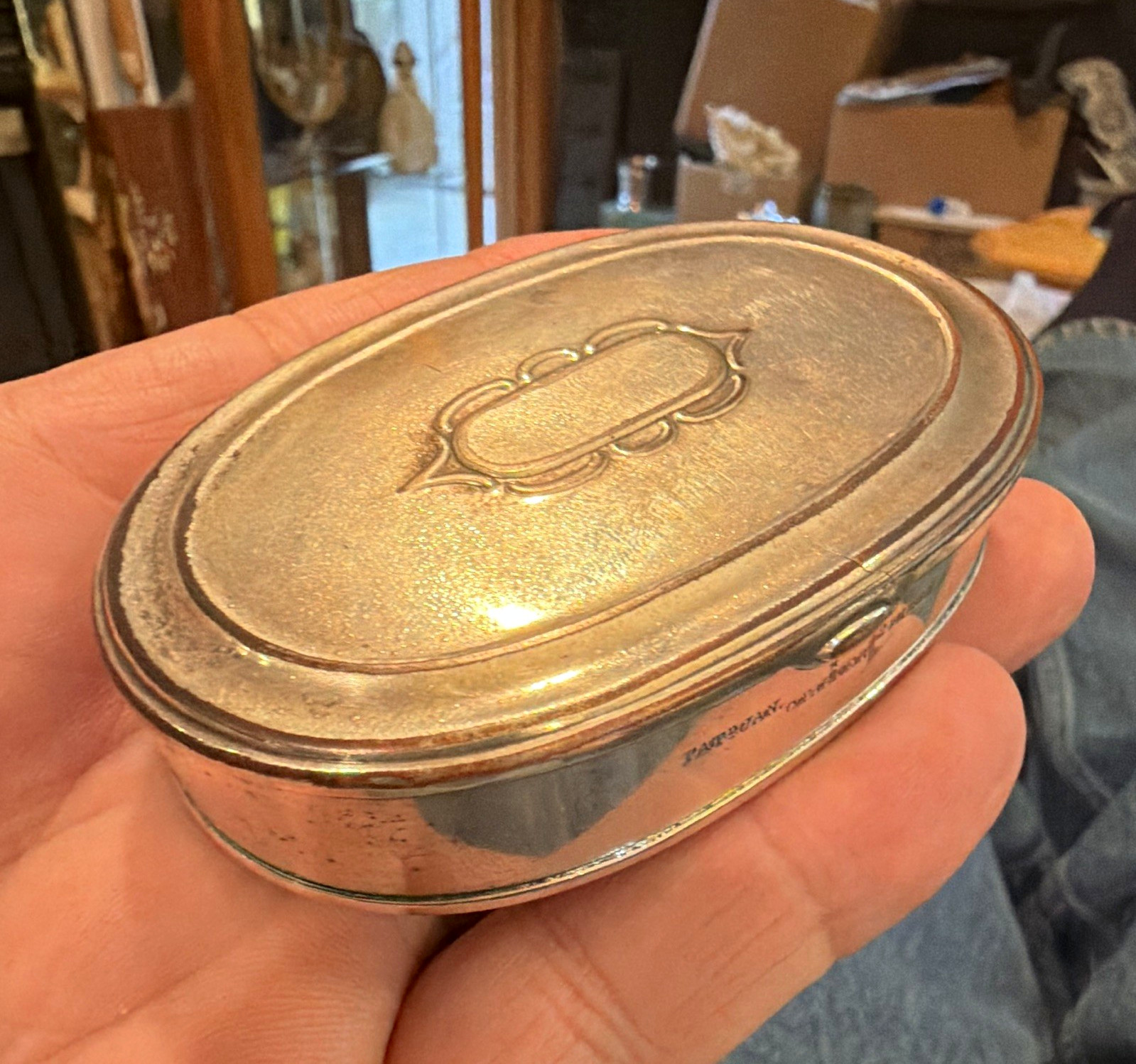 Charles Parker.American Silver Plate Snuff Box - Civil War Period 1860 Charles Parker.American Silver Plate Snuff Box - Civil War Period 1860