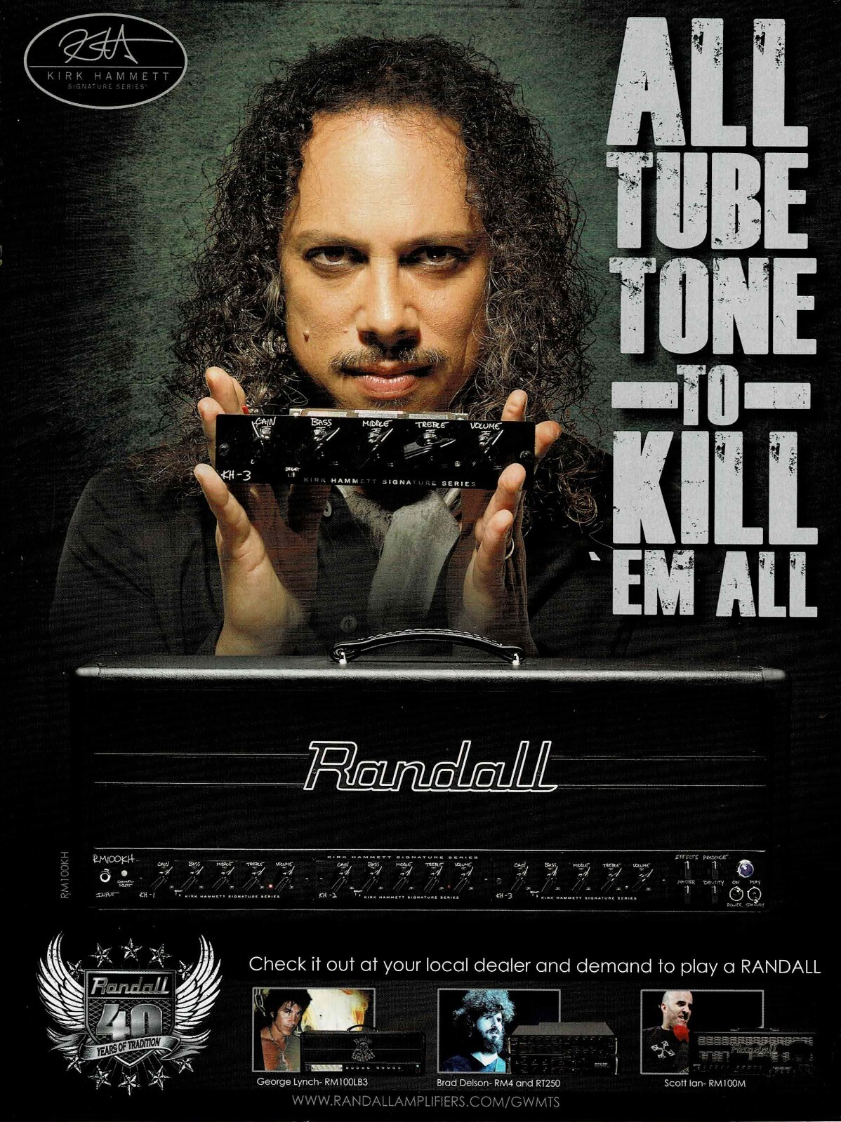 RANDALL AMPS - KIRK HAMMETT of METALLICA - 2010 Print Ad RANDALL AMPS - KIRK HAMMETT of METALLICA - 2010 Print Ad