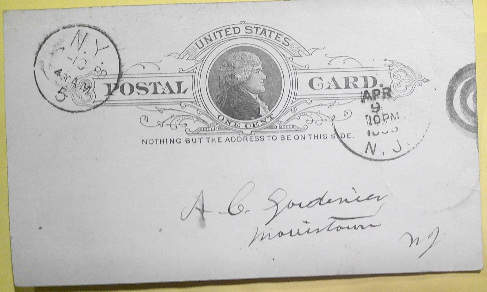 1888 Masonic Postal Card NJ Grand Commandery Charles Bechtel Morristown Amand 1888 Masonic Postal Card NJ Grand Commandery Charles Bechtel Morristown Amand