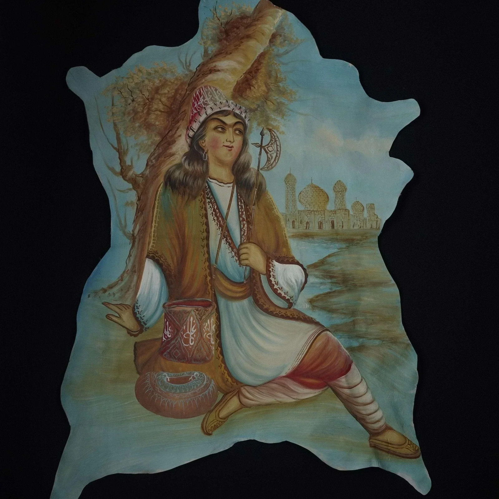 Vintage Hand Painted Hide Possibly russian Vintage Hand Painted Hide Possibly russian