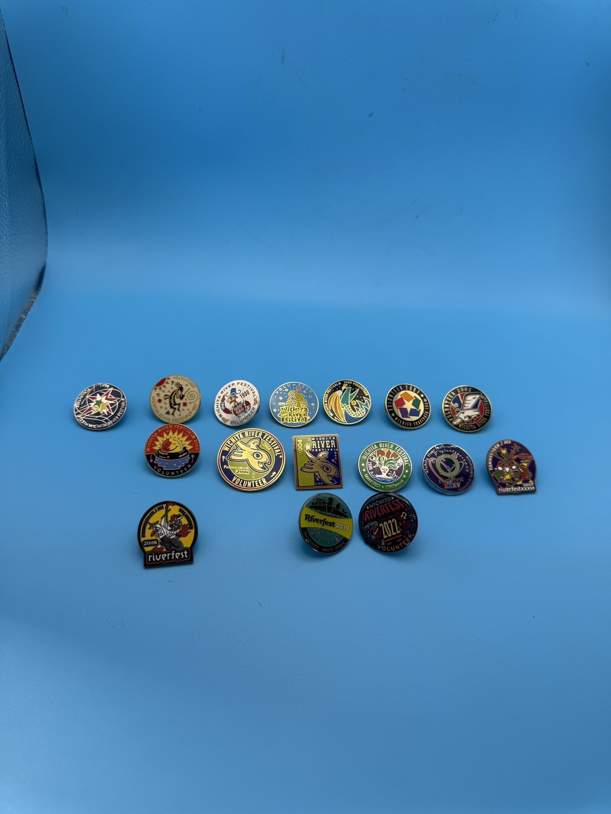 Vintage Wichita Riverfest Volunteer Enamel Pin Collection 1996–2022 Vintage Wichita Riverfest Volunteer Enamel Pin Collection 1996–2022
