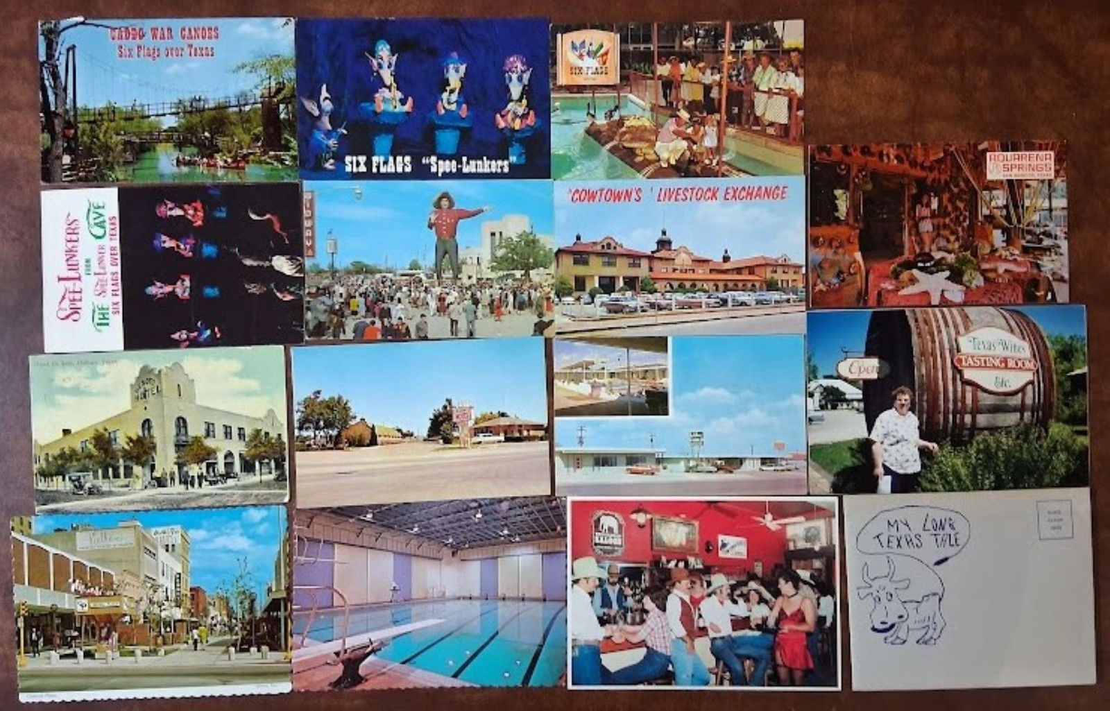 14 TEXAS Postcards - SIX FLAGS / FAIR / FORT WORTH / DALHART / HEREFORD / ZAPATA