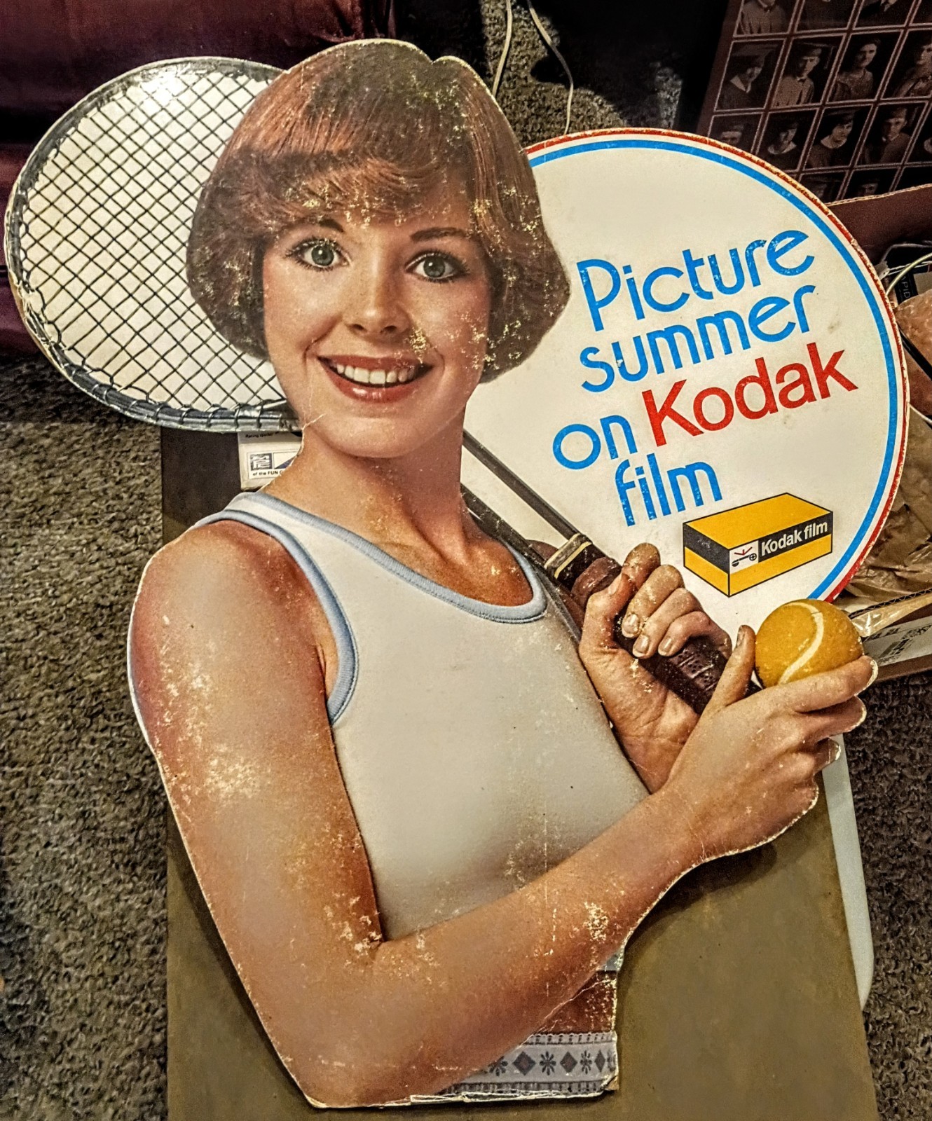 Vintage 1970s Kodak Film Tennis Girl Die Cut Counter Display Sign 19" x 24" Vintage 1970s Kodak Film Tennis Girl Die Cut Counter Display Sign 19" x 24"