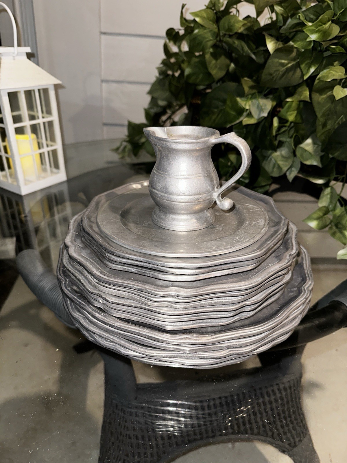 Wilton Columbia Armetale RWP Pewter-Look 16pc Plate Set & Pitcher - 20lbs Heavy