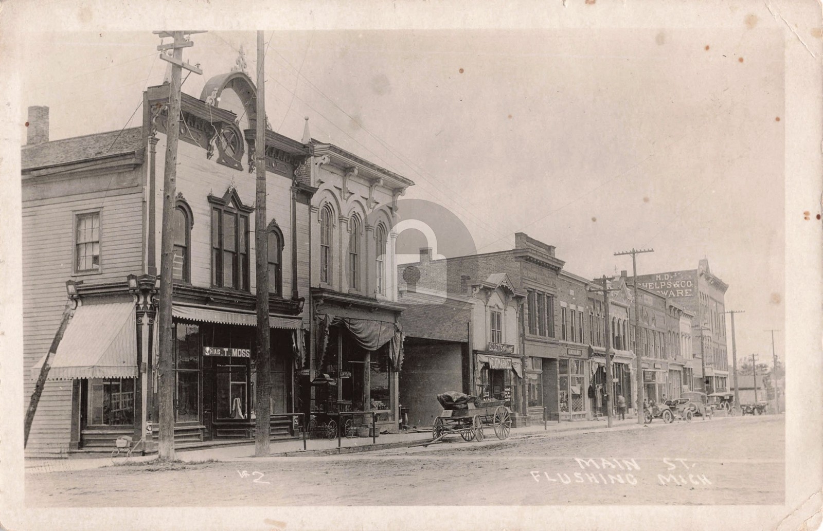 Street View Main St., Flushing MI Michigan 1925 RPPC Photo Postcard COPY Street View Main St., Flushing MI Michigan 1925 RPPC Photo Postcard COPY