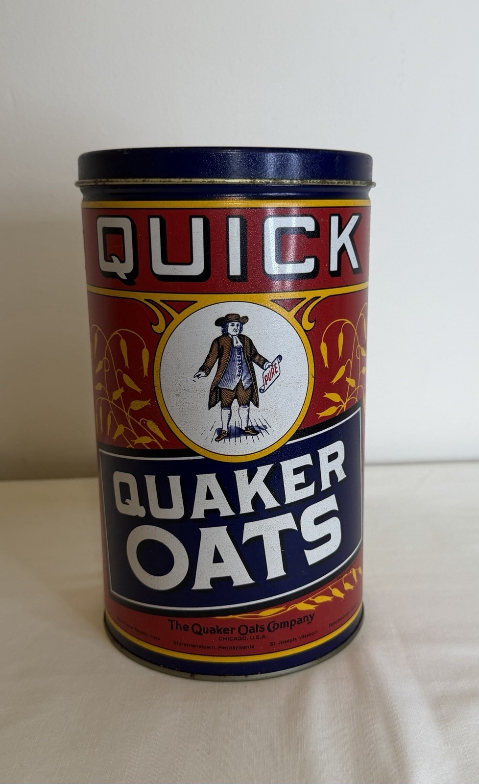 Vintage Quick Quaker Oats 1991 Tin Limited Edition 1922 Label Replica Canister