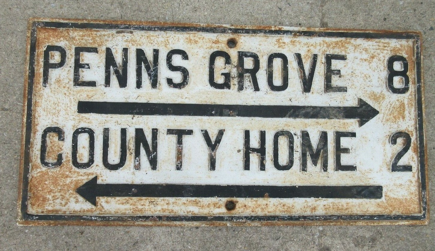 1890s Cast Iron Street Sign New Jersey Garden State Penns Grove County Home 1890s Cast Iron Street Sign New Jersey Garden State Penns Grove County Home