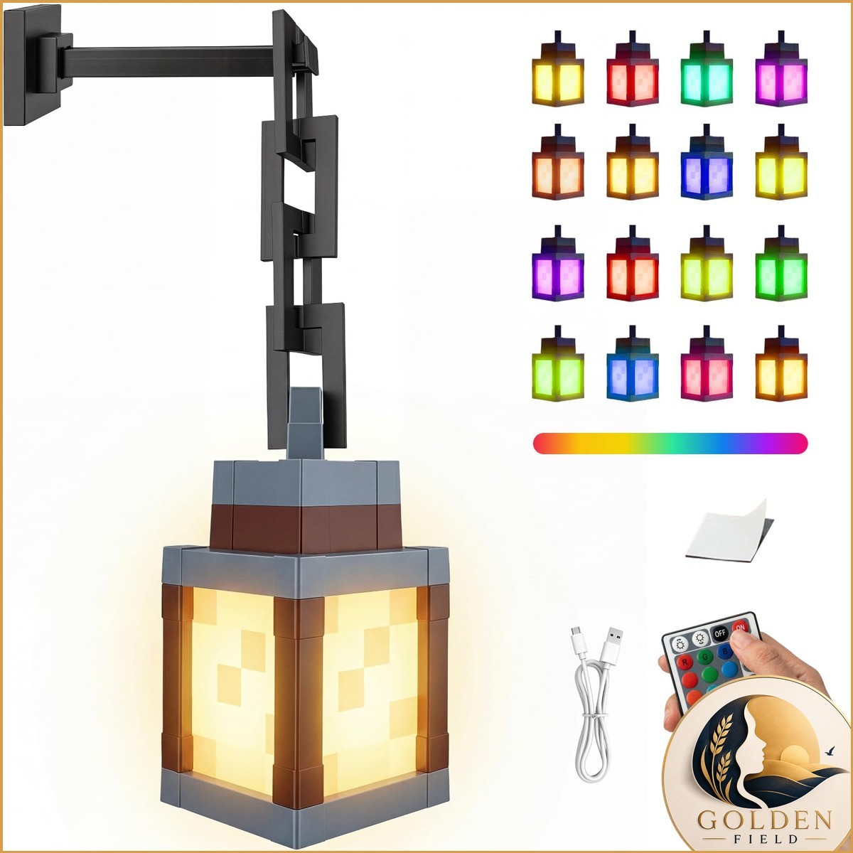 OrbitShell xs01 Pixelated Lantern Night Light 16 Color RGB Rechargeable Remote