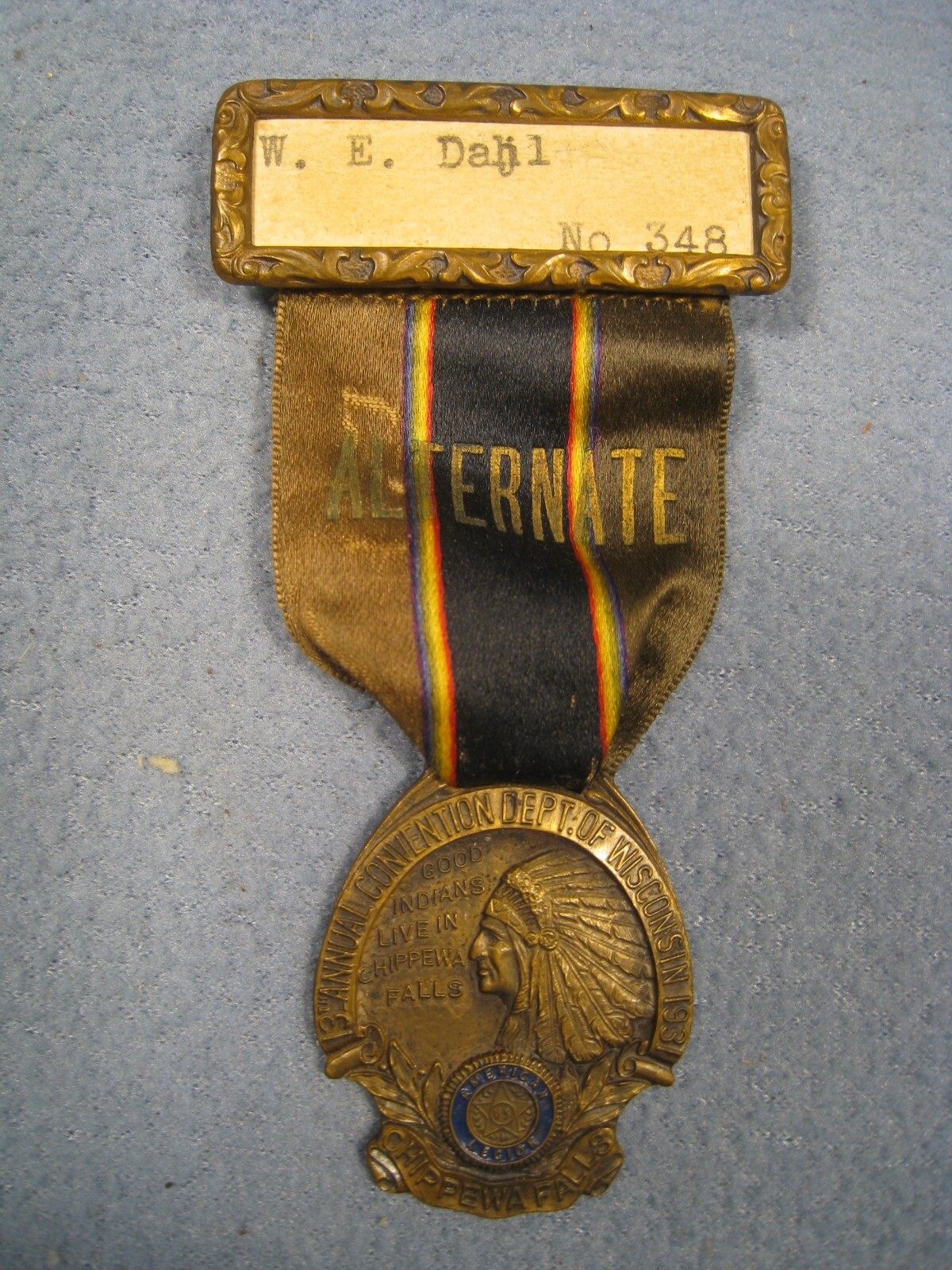 Vintage 1937 13th Annual Convention Dept. of Wisconsin Annual Convention Medal Vintage 1937 13th Annual Convention Dept. of Wisconsin Annual Convention Medal
