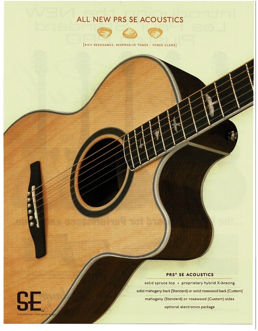 2013 PRS SE Acoustic Guitar magazine print ad 2013 PRS SE Acoustic Guitar magazine print ad