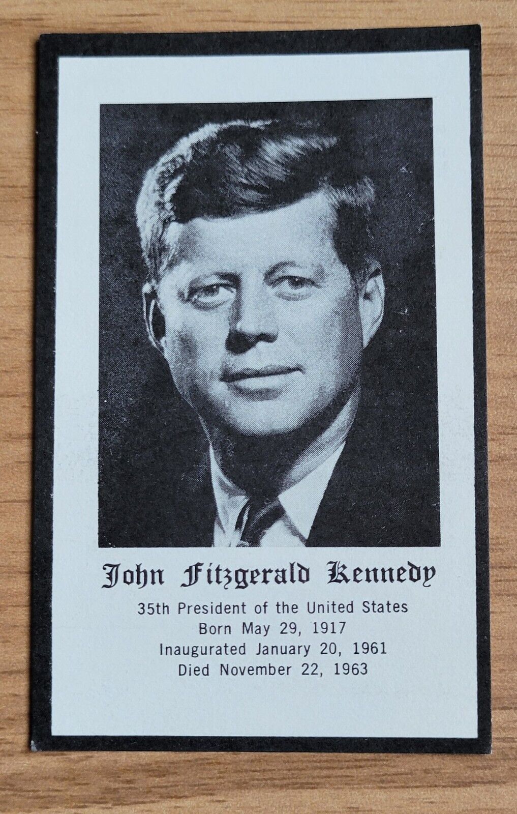President John F Kennedy 1963 Funeral Vintage Holy Card - JFK Death