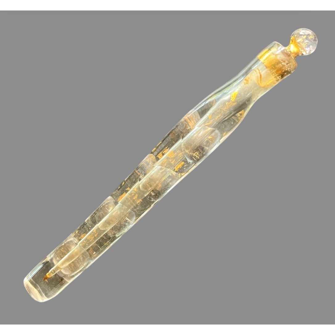 Antique Vtg Glass TEAR CATCHER BOTTLE (Folklore) Empty Scent Sample Vial Gilt