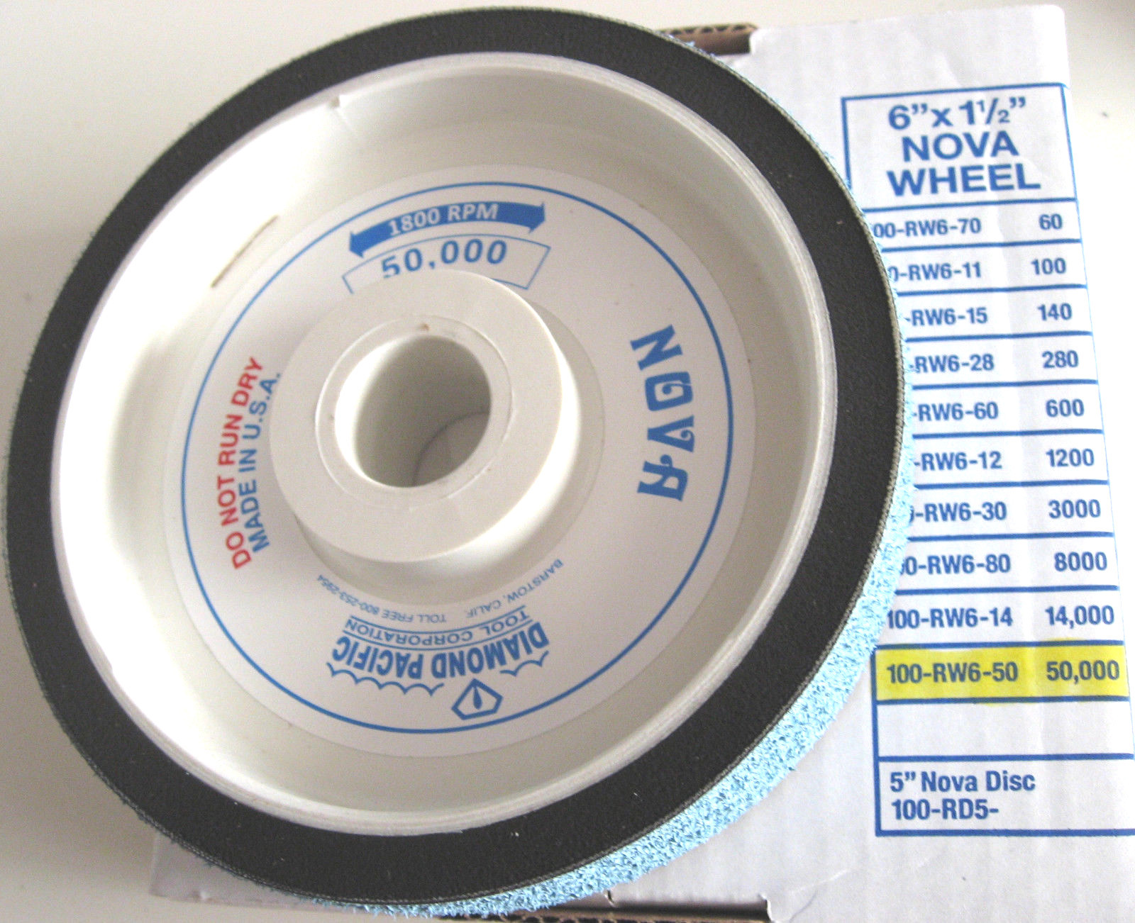 6" NOVA 50,000 GRIT WHEEL, GENUINE DIAMOND PACIFIC for GENIE 6" NOVA 50,000 GRIT WHEEL, GENUINE DIAMOND PACIFIC for GENIE