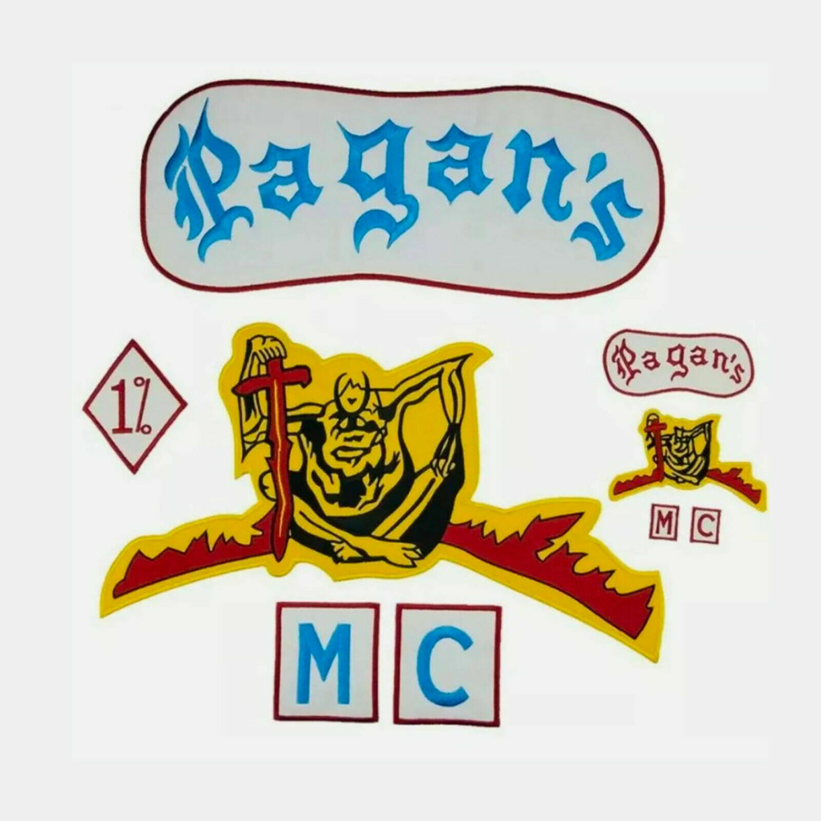 Patches Pagans Motorcycle iron on Biker Rider Vest MC Embroidered Back Jacket Patches Pagans Motorcycle iron on Biker Rider Vest MC Embroidered Back Jacket