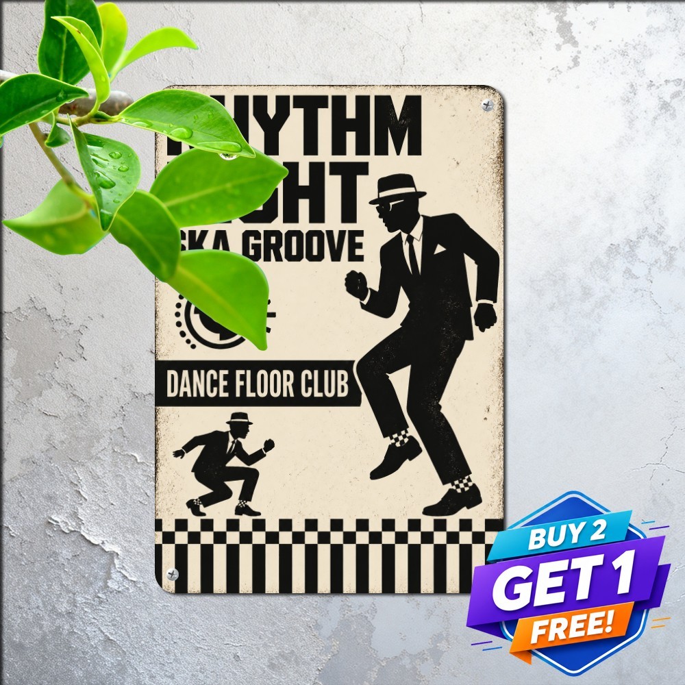 Retro Ska Punk Music Plaque Vintage Two Tone Beat Lounge Tin Metal Wall Sign Retro Ska Punk Music Plaque Vintage Two Tone Beat Lounge Tin Metal Wall Sign