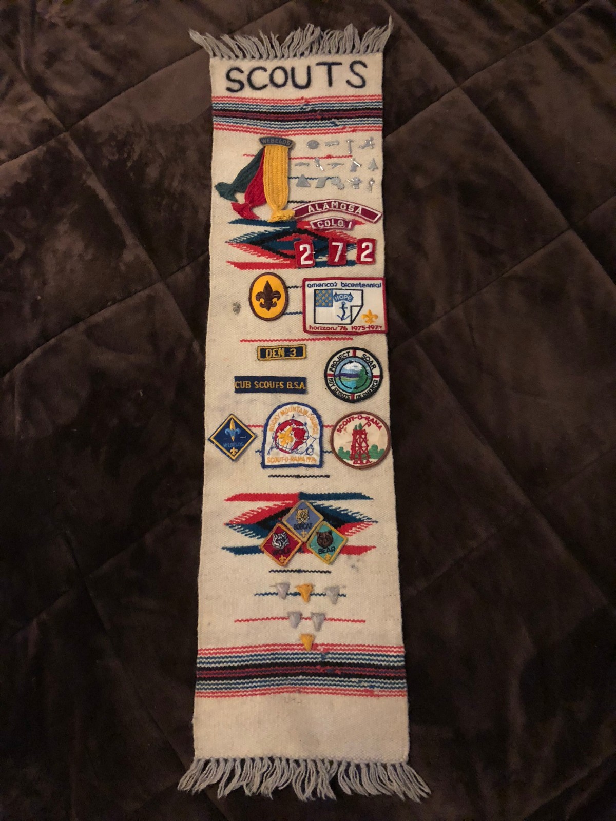 Vintage BSA Boy Scouts of America Native Indian Wool Tapestry Rug Display Vintage BSA Boy Scouts of America Native Indian Wool Tapestry Rug Display