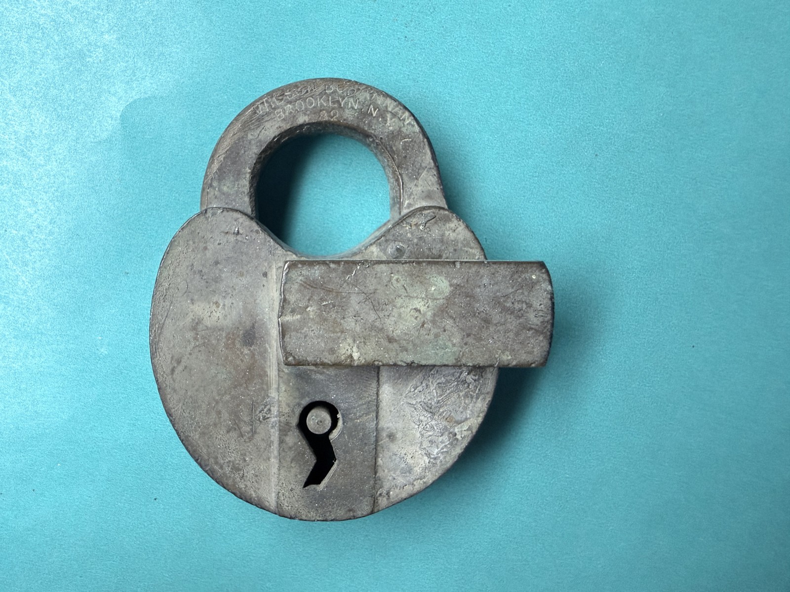 Antique Wilson Bohannan Brooklyn NY No 82 Brass Pancake Padlock Pre 1927 Antique Wilson Bohannan Brooklyn NY No 82 Brass Pancake Padlock Pre 1927