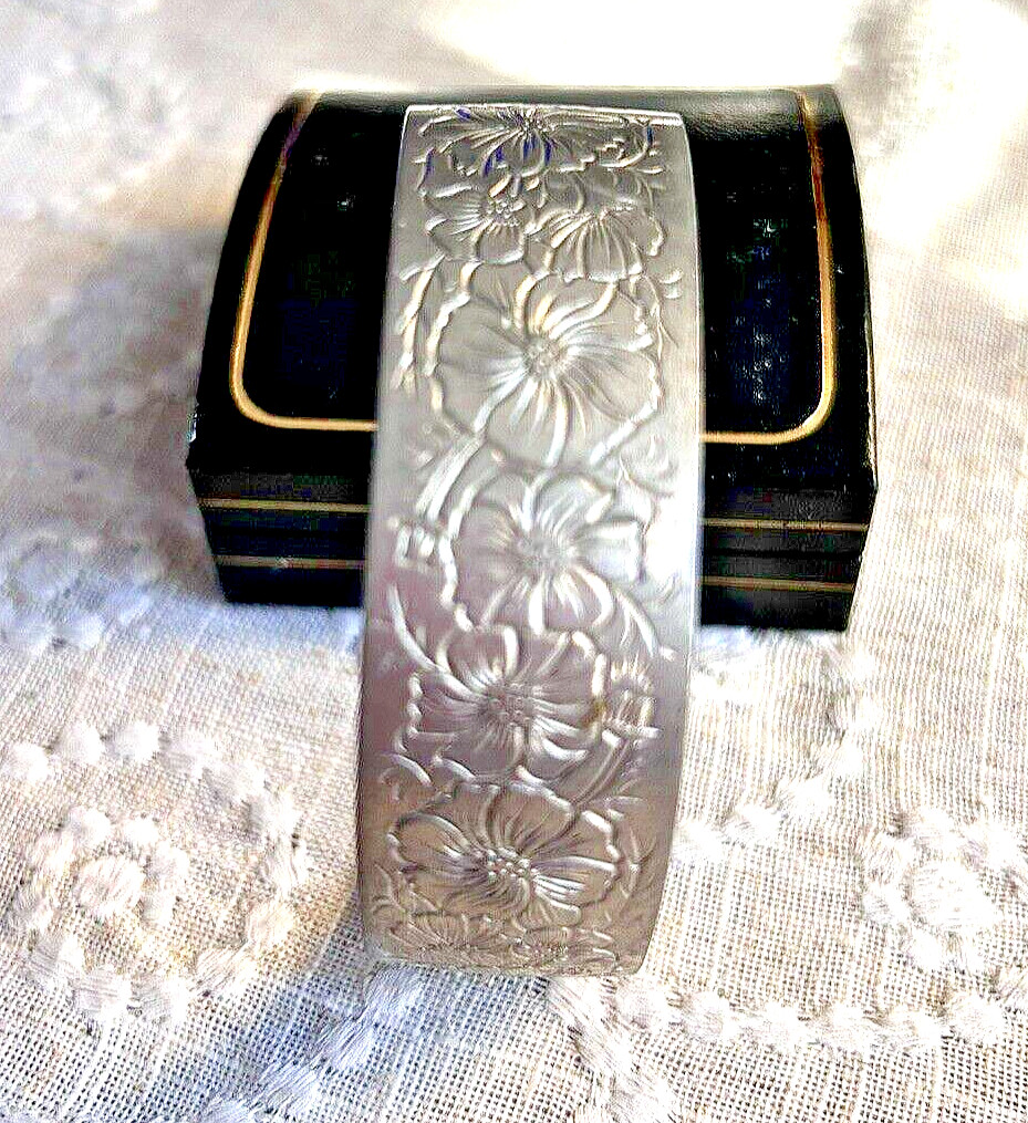 KIRK-STIEFF OCTOBER SOLID PEWTER BRACELET- 1" CUFF-ENGRAVED 'COSMOS' -NO.#900-10 KIRK-STIEFF OCTOBER SOLID PEWTER BRACELET- 1" CUFF-ENGRAVED 'COSMOS' -NO.#900-10