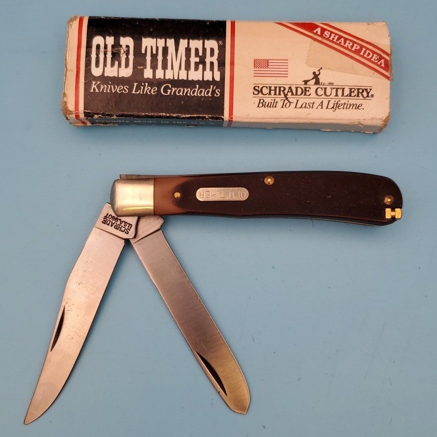 Vintage Schrade Old Timer 96OT Bearhead Trapper Pocket Knife Made In USA Vintage Schrade Old Timer 96OT Bearhead Trapper Pocket Knife Made In USA