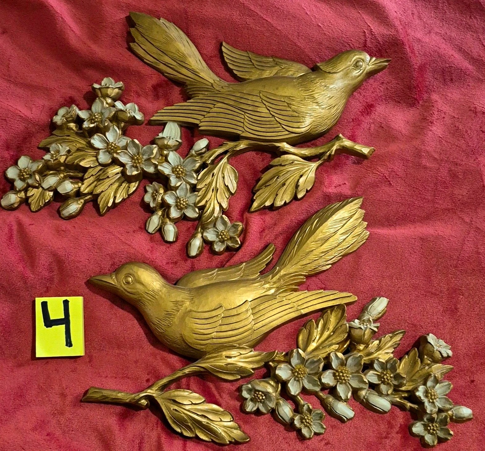 VTG 1960’s SYROCO HOMCO PLASTIC WALL DECOR MCM BIRDS DOGWOOD RETRO GOLDTONE VTG 1960’s SYROCO HOMCO PLASTIC WALL DECOR MCM BIRDS DOGWOOD RETRO GOLDTONE