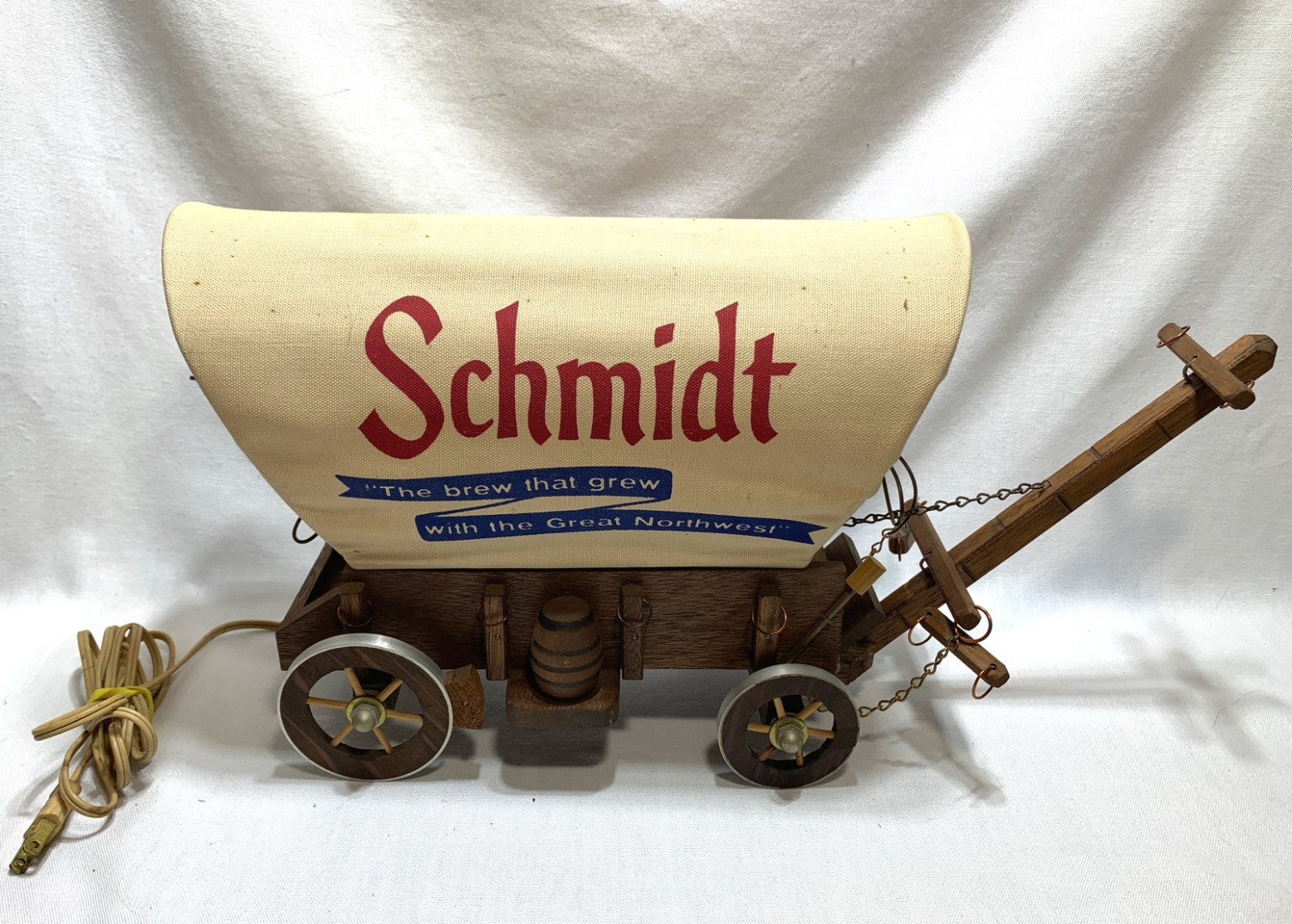 Vintage SCHMIDT BEER Covered Wagon Lamp Sign Advertising Works Great Complete Vintage SCHMIDT BEER Covered Wagon Lamp Sign Advertising Works Great Complete