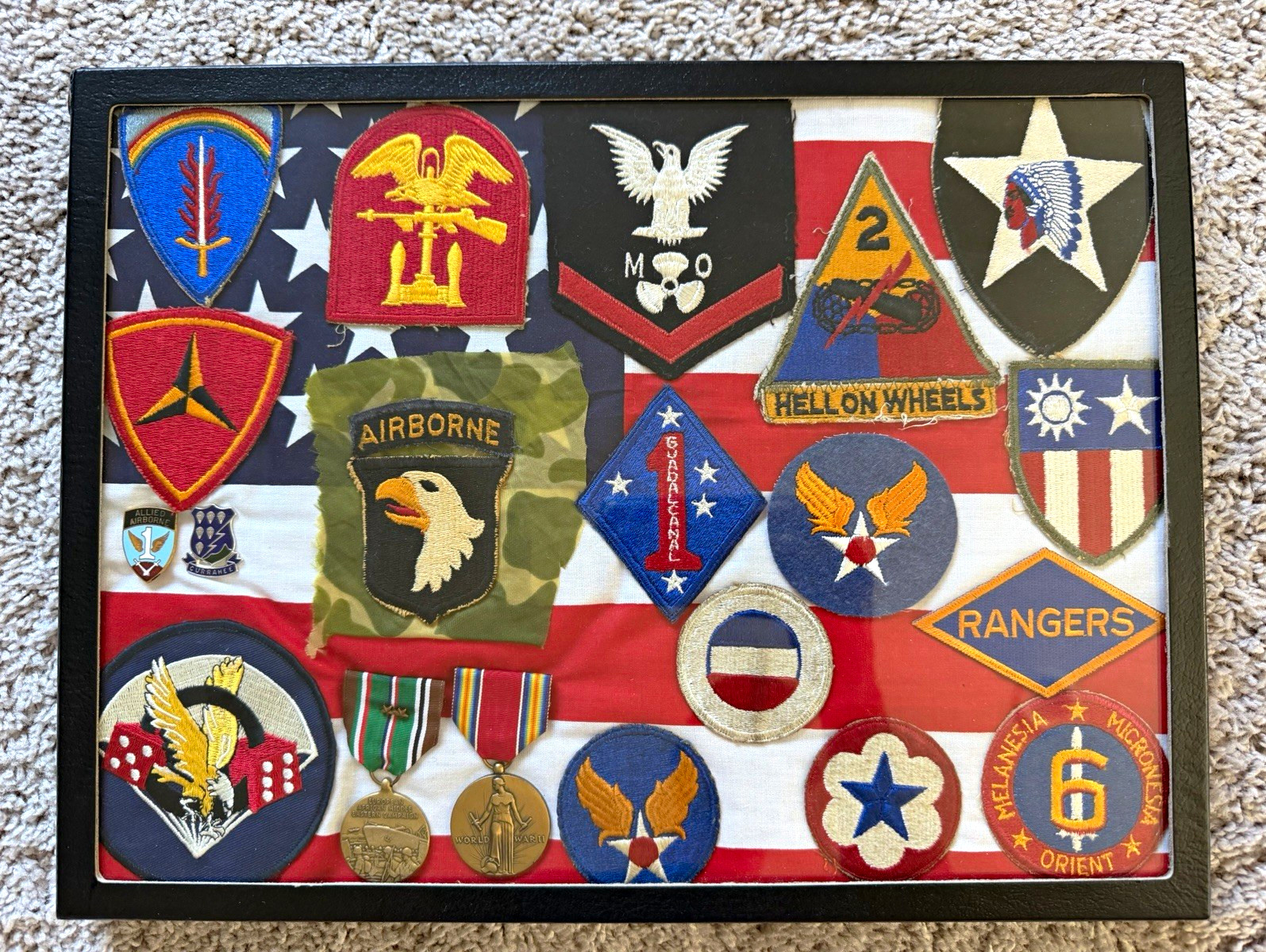 WWII Era U.S. Militaria Patches Pins Medals Collection WWII Era U.S. Militaria Patches Pins Medals Collection