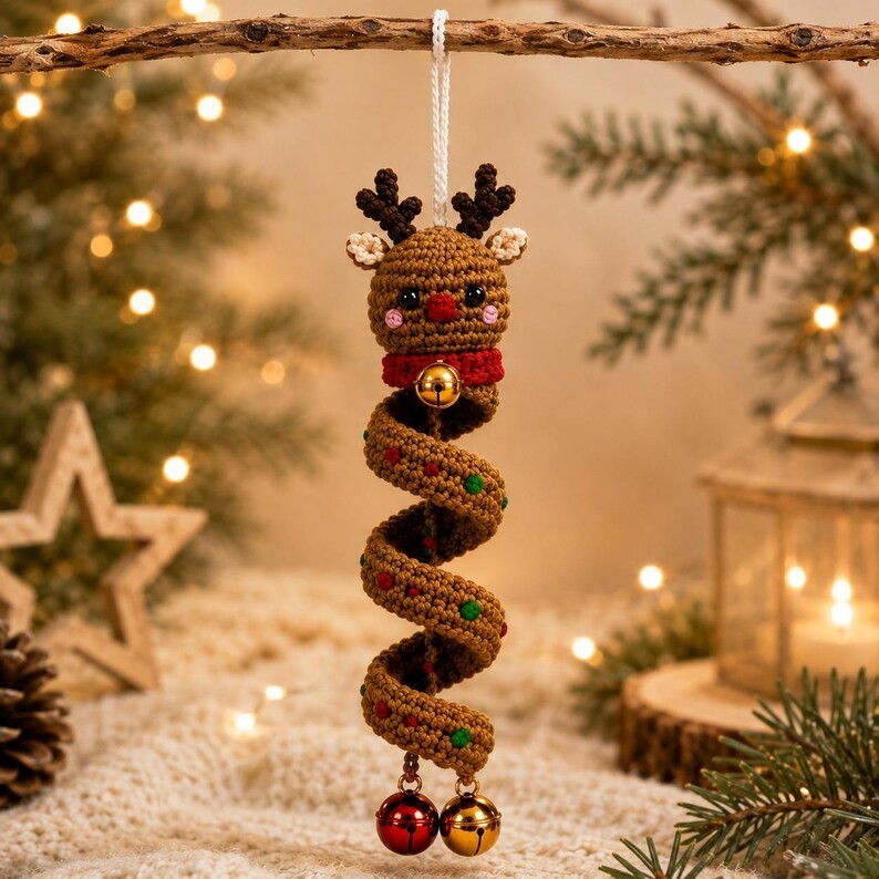 Christmas Spiral Ornament Crochet Pattern | Snowman Santa Christmas Tree Amiguru Christmas Spiral Ornament Crochet Pattern | Snowman Santa Christmas Tree Amiguru