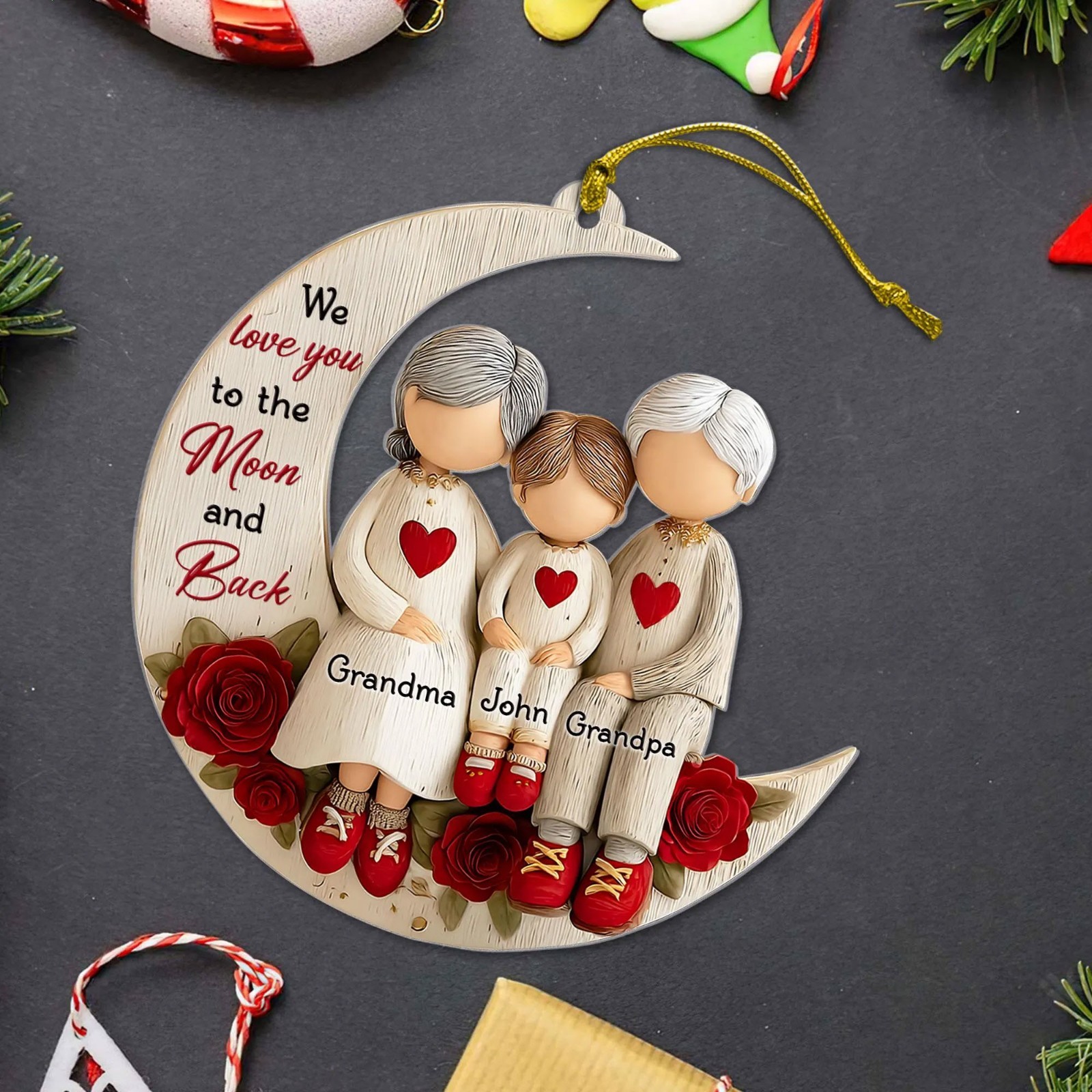 Personalized Grandparents Ornament We Love You to the Moon Family Christmas Gift