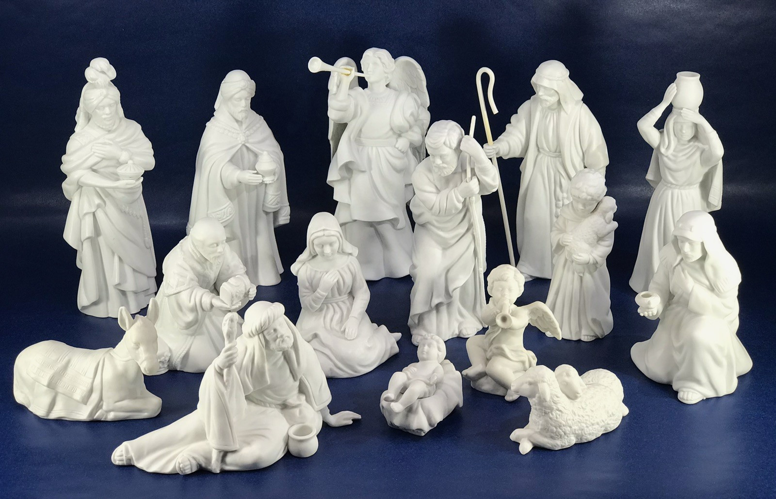 VTG AVON NATIVITY 15pc HOLY FAMILY GABRIEL KINGS ANIMALS SHEPHERDS BOXES FOAM